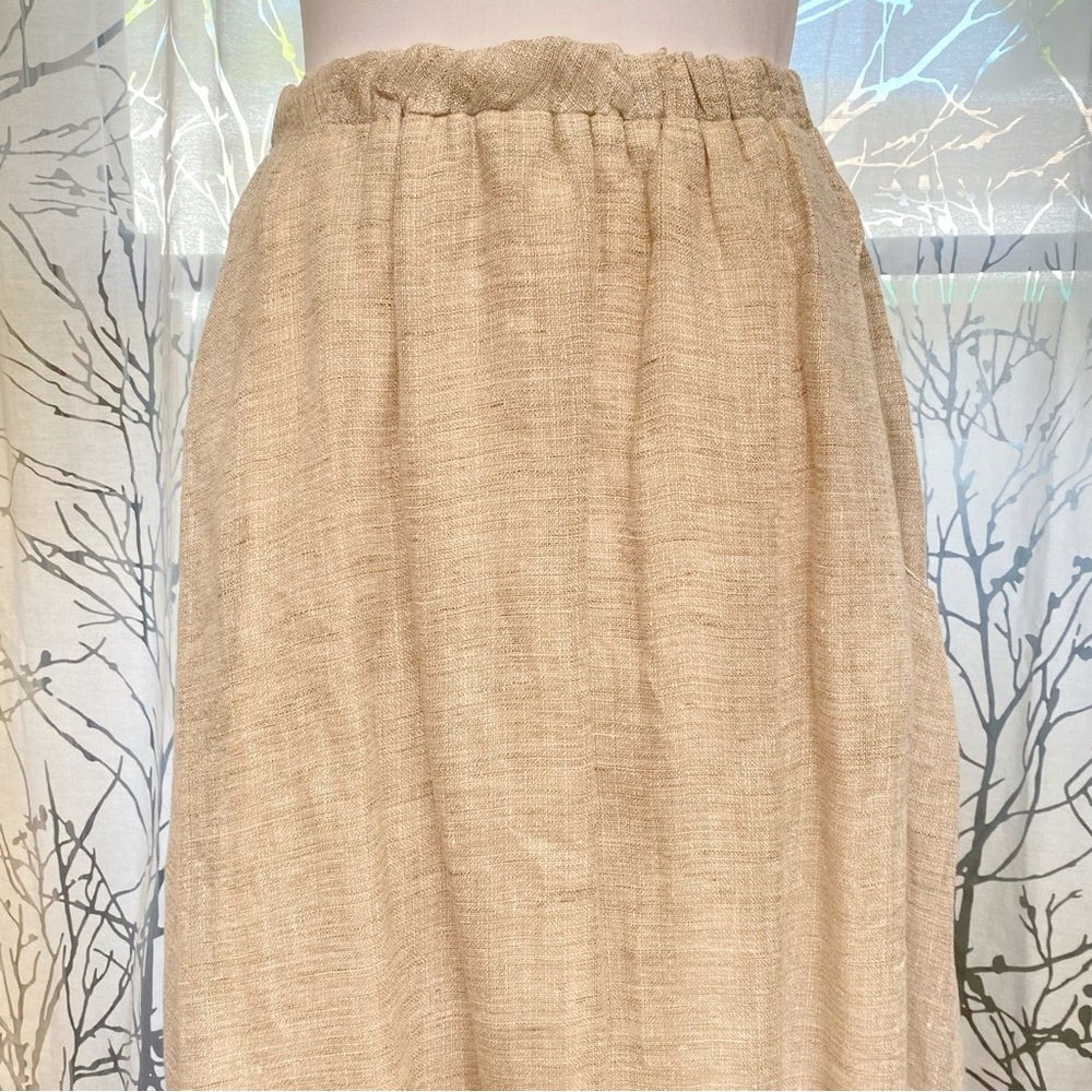CP SHADES BEIGE TAN LINEN STRETCHY WAISTBAND MAXI SKIRT - Picture 2 of 10